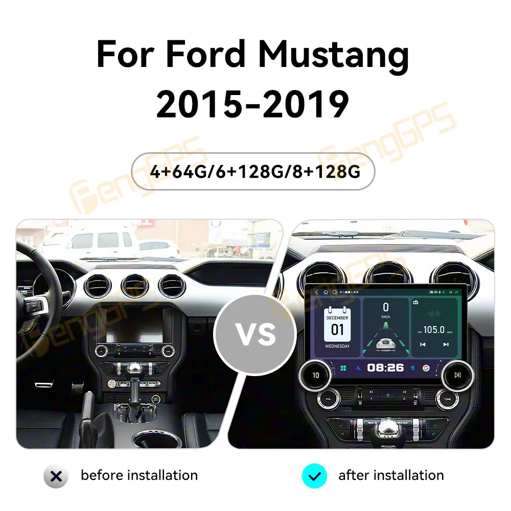 For Ford Mustang 2015-2019 Android Car Radio Multimedia Video Player Wireless Carplay Autoradio Stereo GPS Navigation Head Unit
