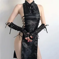 Китайский Чонсам Qipao, женское пикантное нижнее белье, аниме косплей, Бандажное мини-платье с высоким разрезом, Униформа, женские костюмы для ночного клуба