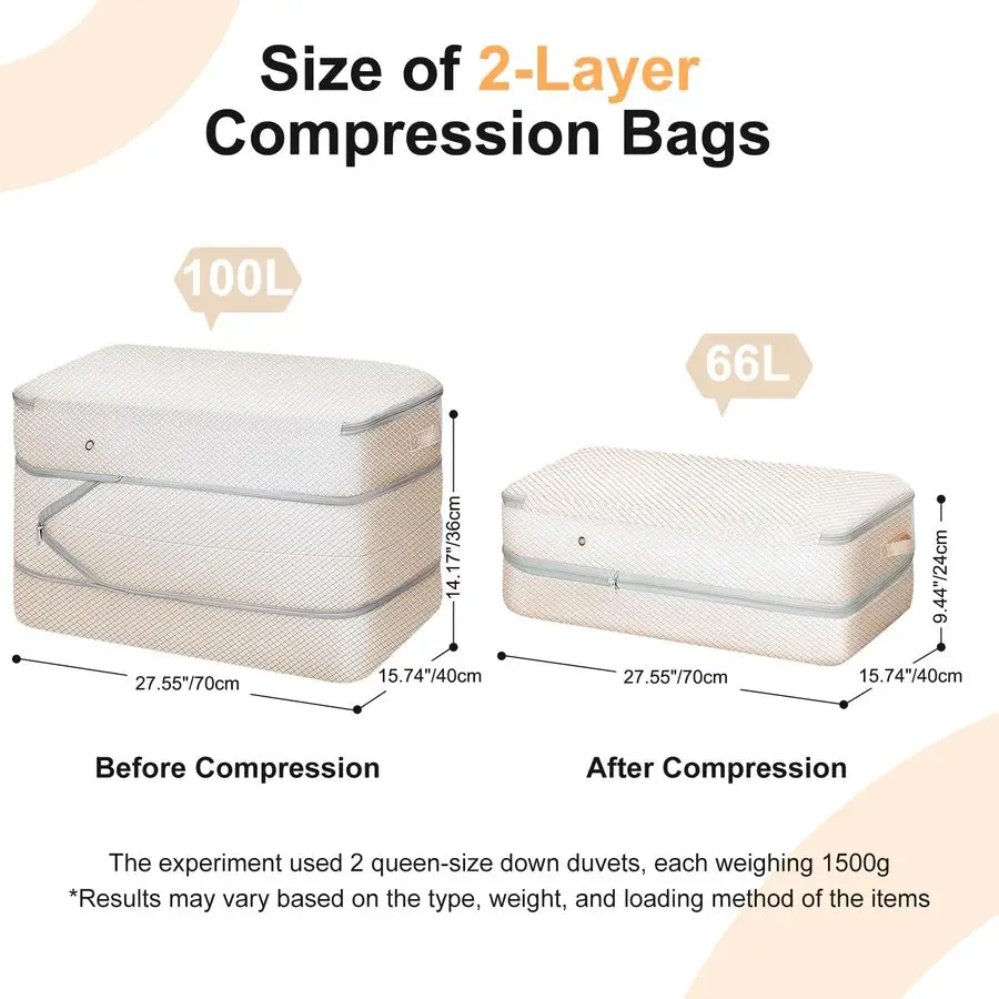 Storage Bag Large Capacity Bedding Storage Bags Ultra Space Saving Self Compression Organizer, Washable Compression Bags for Sto