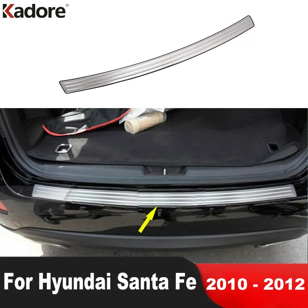 

Для Hyundai Santa Fe 2010 2011 2012, крышка заднего багажника из нержавеющей стали, накладка на заднюю дверь автомобиля, накладка на порог, аксессуары