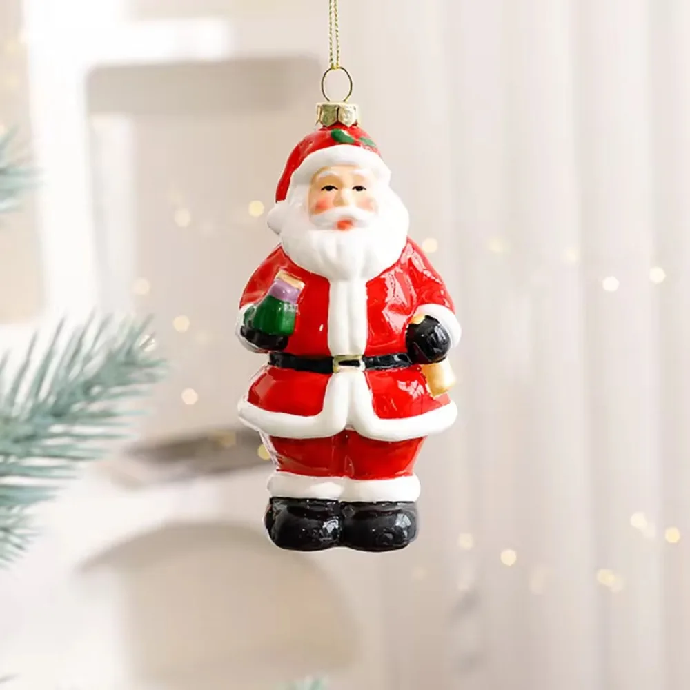 Ciondolo con statuetta di Babbo Natale 3D, albero di Natale in plastica colorata, ornamenti appesi, porta di forniture per layout di scene natalizie fai da te