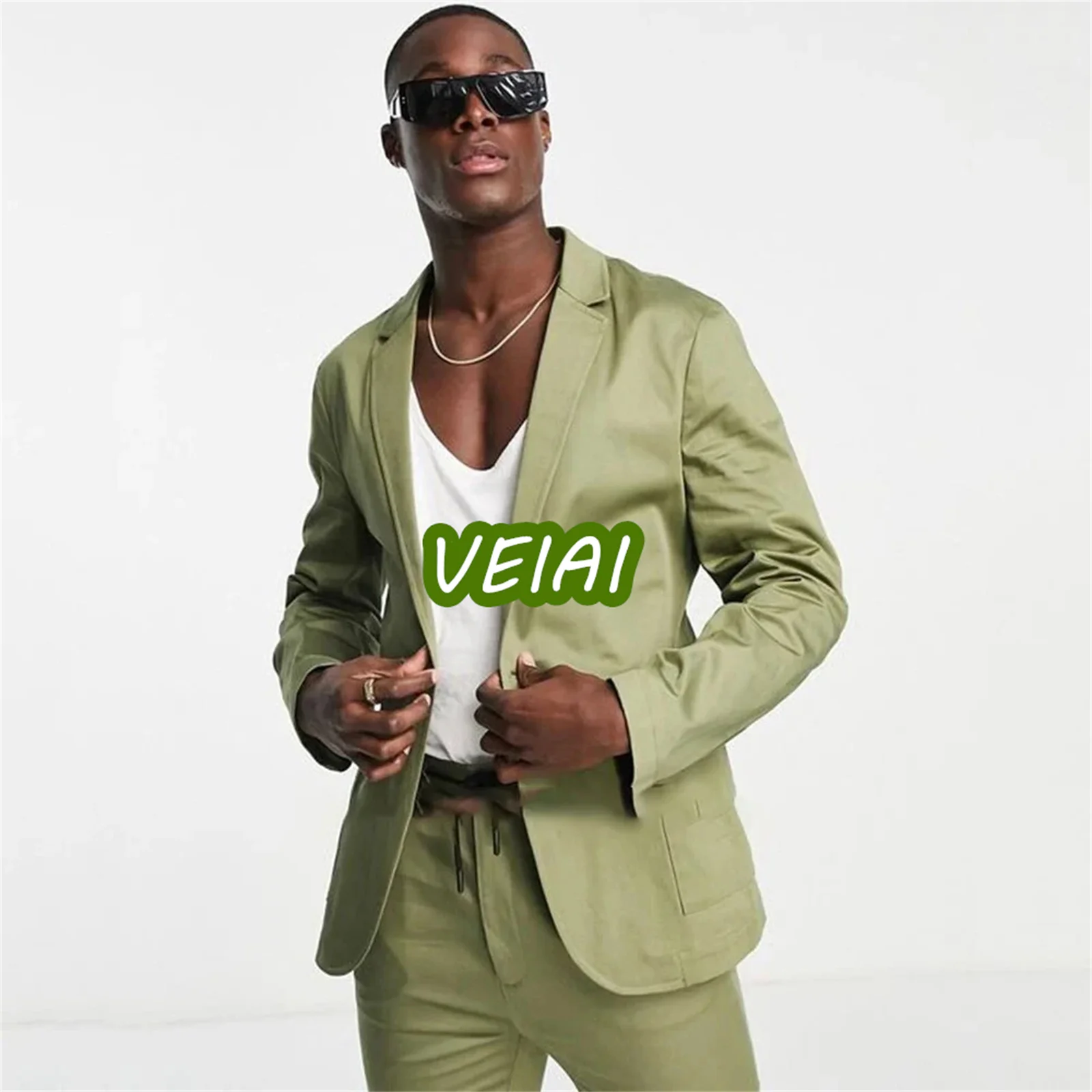 

New Arrival Mint Green Suits for Men Casual Single Breasted Notched Lapel Regular Outfits 2 Piece Jacket Pants Terno Hombres