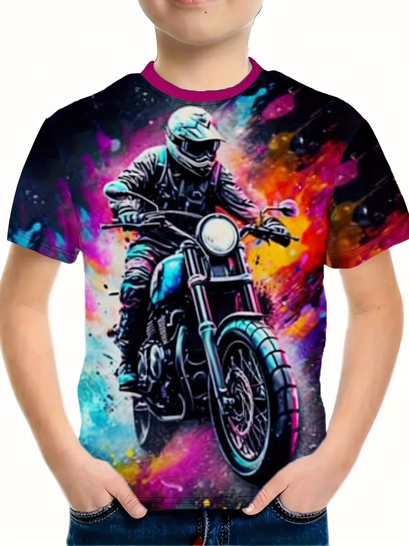 T-shirt men's fashion motorcycle 3D printing short sleeved summer clothing casual fashion men's T-shirt