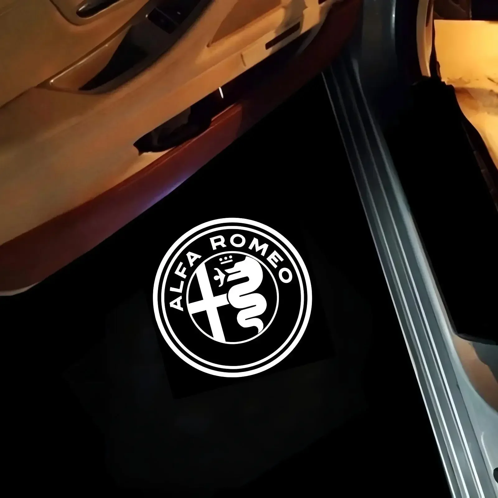Image of 2 LED Autotür Logo Lampe Projektor Laserlichter für Alfa Romeo Zubehör Stelvio Brera Spider Giulia Giulietta 159 166 GT Mito
