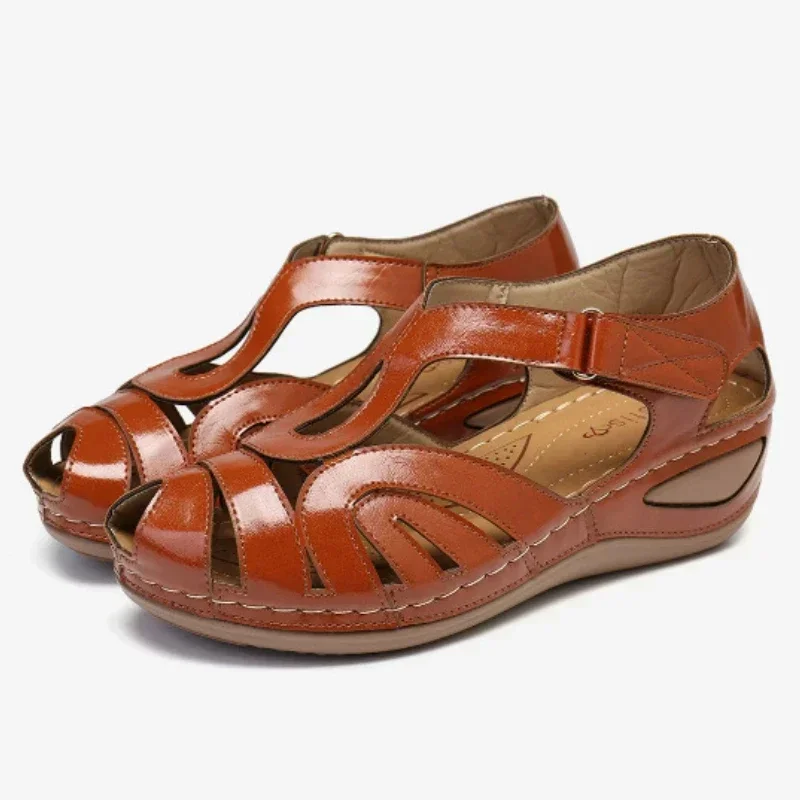 Sandalias con hebilla cruzada para Mujer, zapatos De tacón con cabeza redonda, estilo Retro europeo y americano, novedad De verano