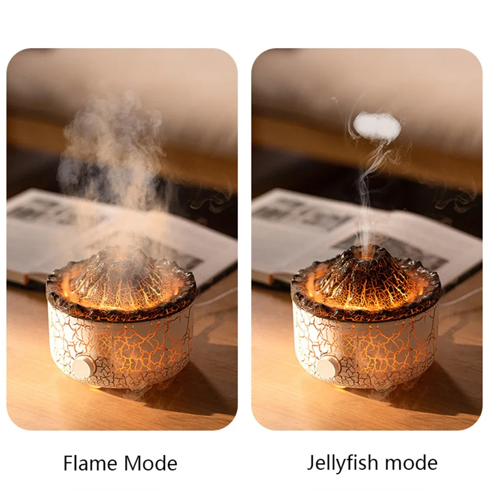 560ml Volcanic Flame Aroma Diffuser Essential Oil Portable Air Humidifier Cute Smoke Ring Night Light Lamp Fragrance Diffuser