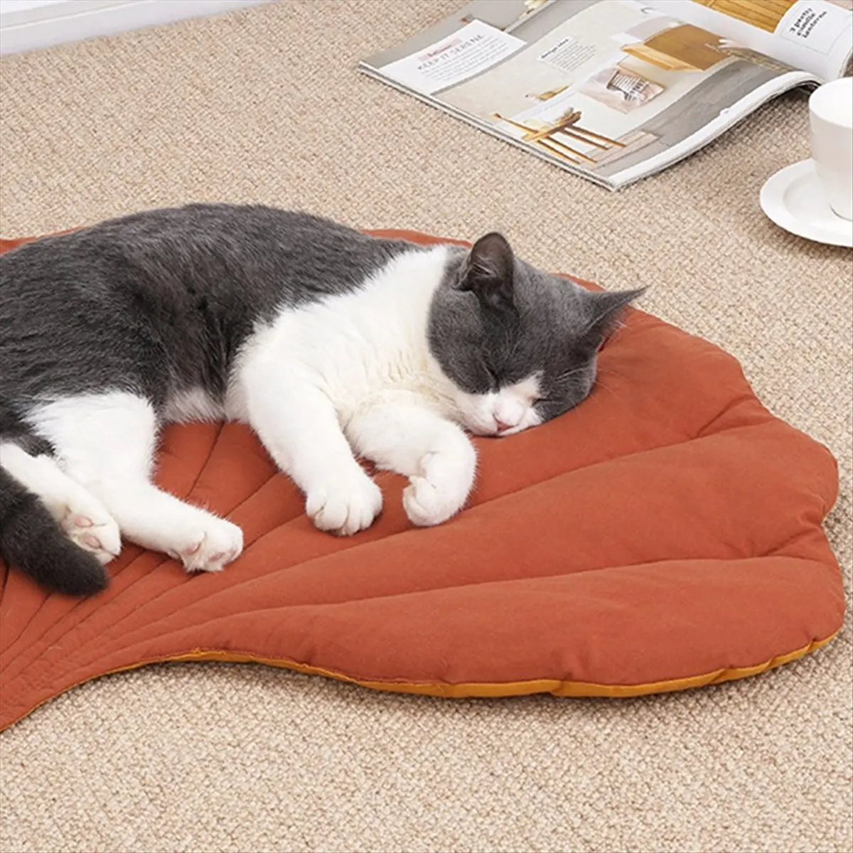 *A91P Leaf Mat Soft Cute Floor Rug Crawling Mat Blanket for Kids Double Sided Use Sleep Pad Autumn Winter Home Decor B