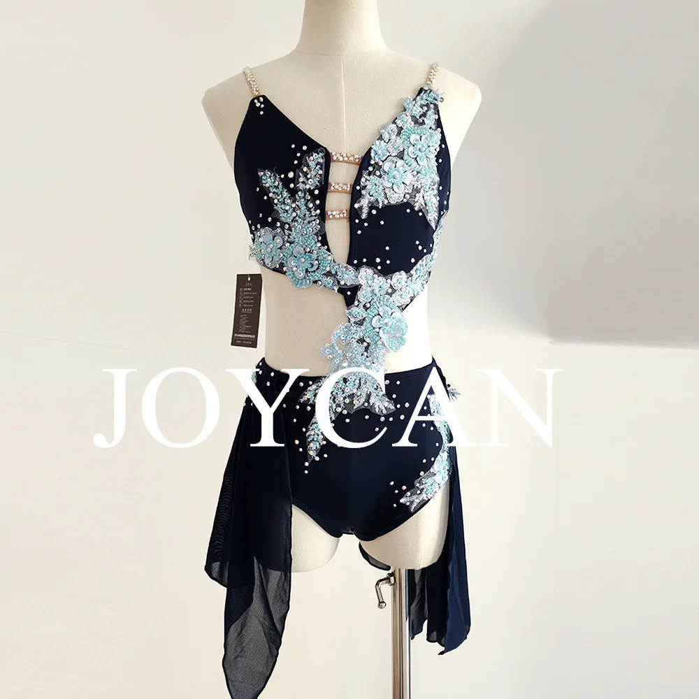 JoyCan Lyrical Dance Dress Blue Jazz Dance Costume Pole Dancing Clothes Girl Performance Training BD9183