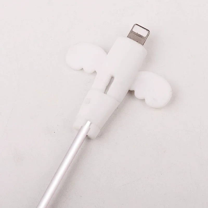 2 STUKS Cartoon Angel Kabelbeschermer Voor iPhone Type C Telefoon Kabel Organizer Koreaanse Stijl Anti-Break Datalijn snoer Kabelhaspel