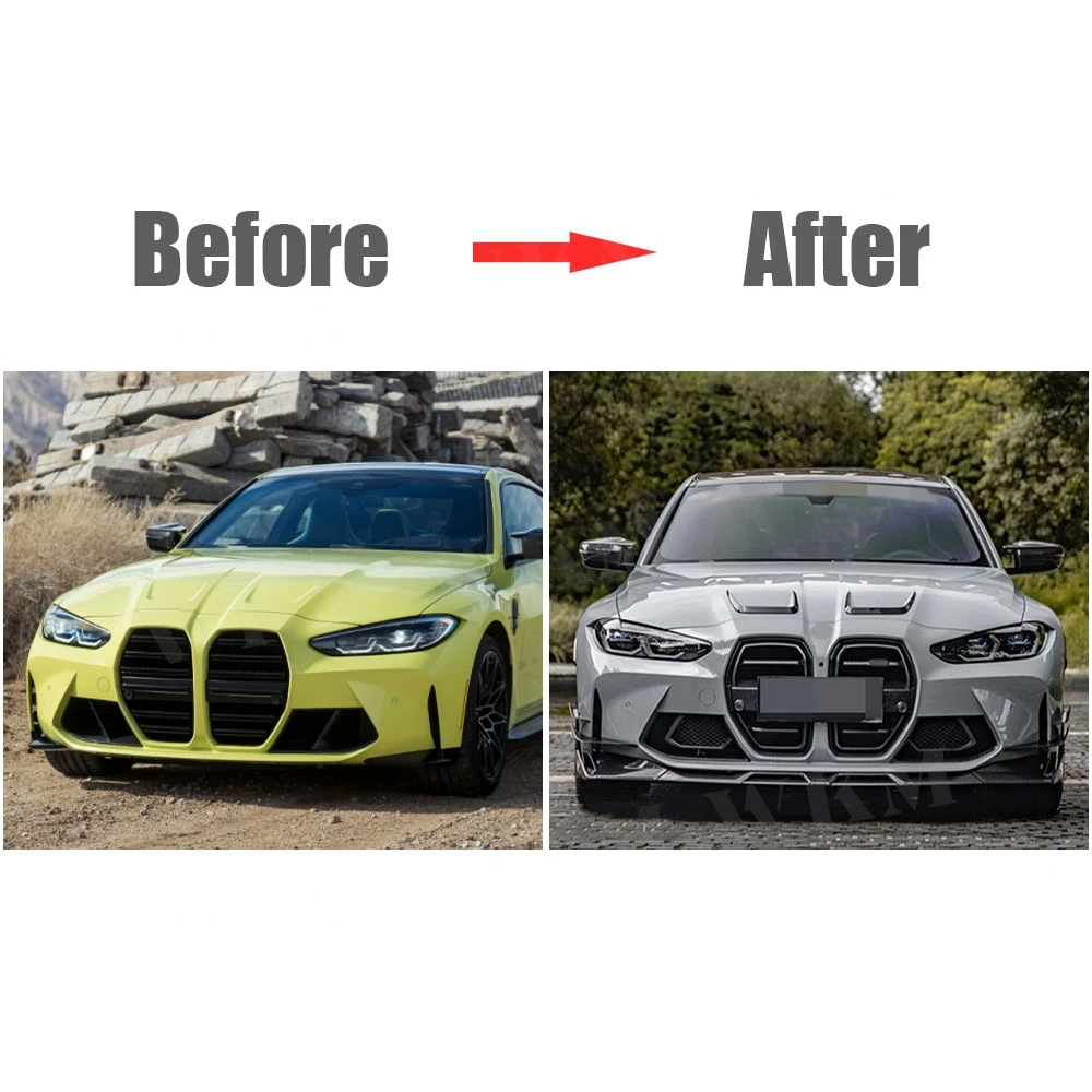 Front Bumper Grill Mesh Grill Cover With ACC for BMW 3 4 serise G80 M3 G82 G83 M4 2021+ Car Styling Auto Para Accessories FRP