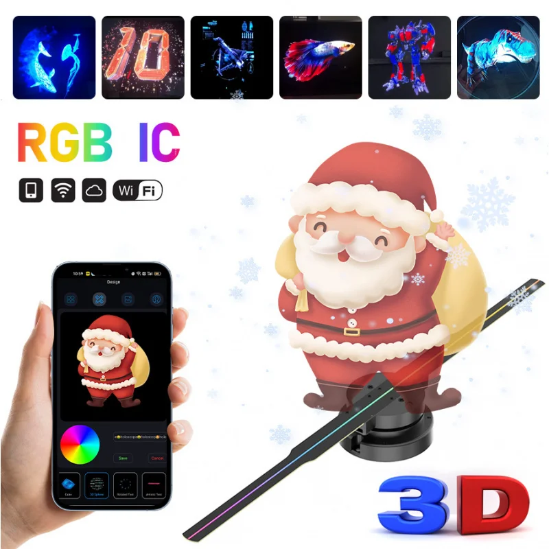 

Naked-eye 3D holographic projector, three-dimensional rotating suspended air imaging fan screen, wall-mounted advertising machin