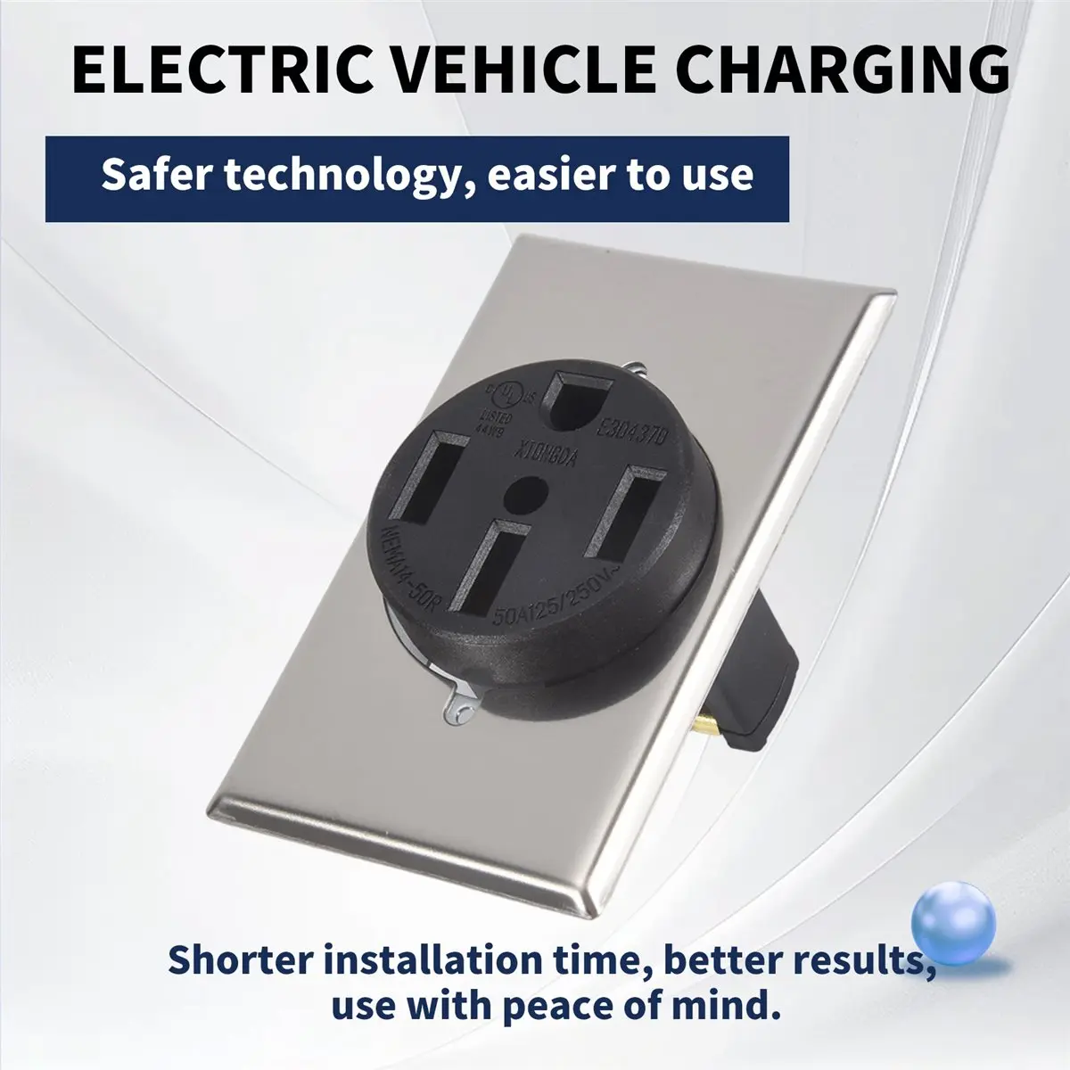 finefine NEMA14-50 Outlet By Industrial Grade for Even Safer,No Overheating or Melting, EV Charging 50Amp 125/250V Receptacle