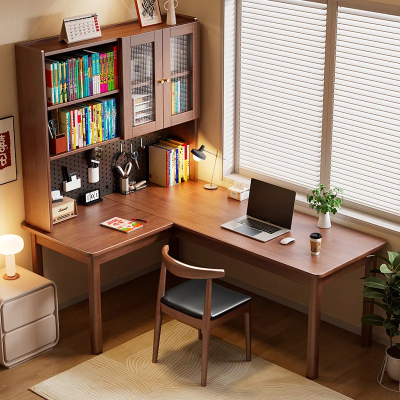 

DSA solid wood corner desk bookshelf integrated table household hole board study bedroom corner office computer desk