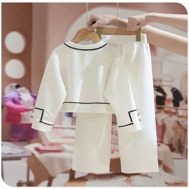 Girl's Little Fragrant Wind Set Spring and Autumn New Korean Coat and Top Middle and Large Children Two Piece Set for Children