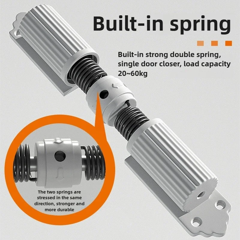 For Interior Exterior Door Closer 1 Set Automatic Adjustable Closer Surface Mounted Automatic Heavy Duty Safety Spring Closer