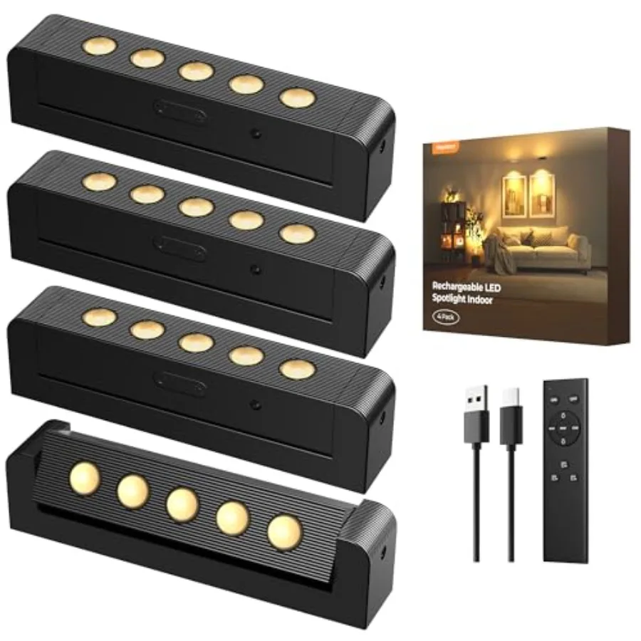 Spotlights Indoor with Daily Auto Timer, 5500mAh Rechargeable Plant Lights, Wireless Uplighting with Remote, 3CCT and Dimmable,