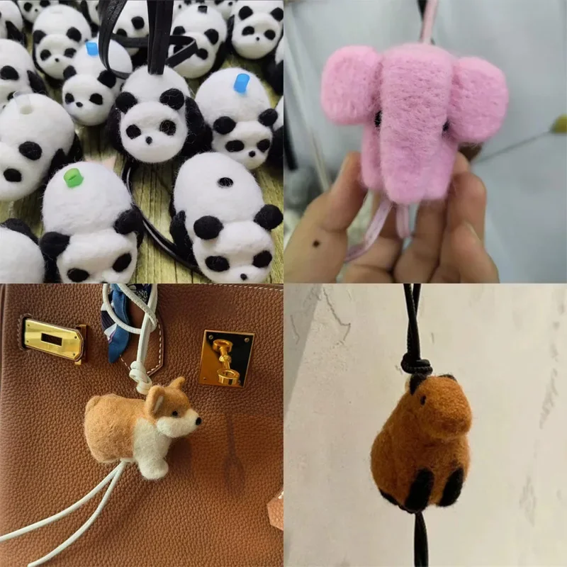 Cute Capybara Wool Felt Pendant ,animal Doll Gift ,car Accessories ,panda Keychain ,elephant Bag Pendant ,puppy Hanging Ornament