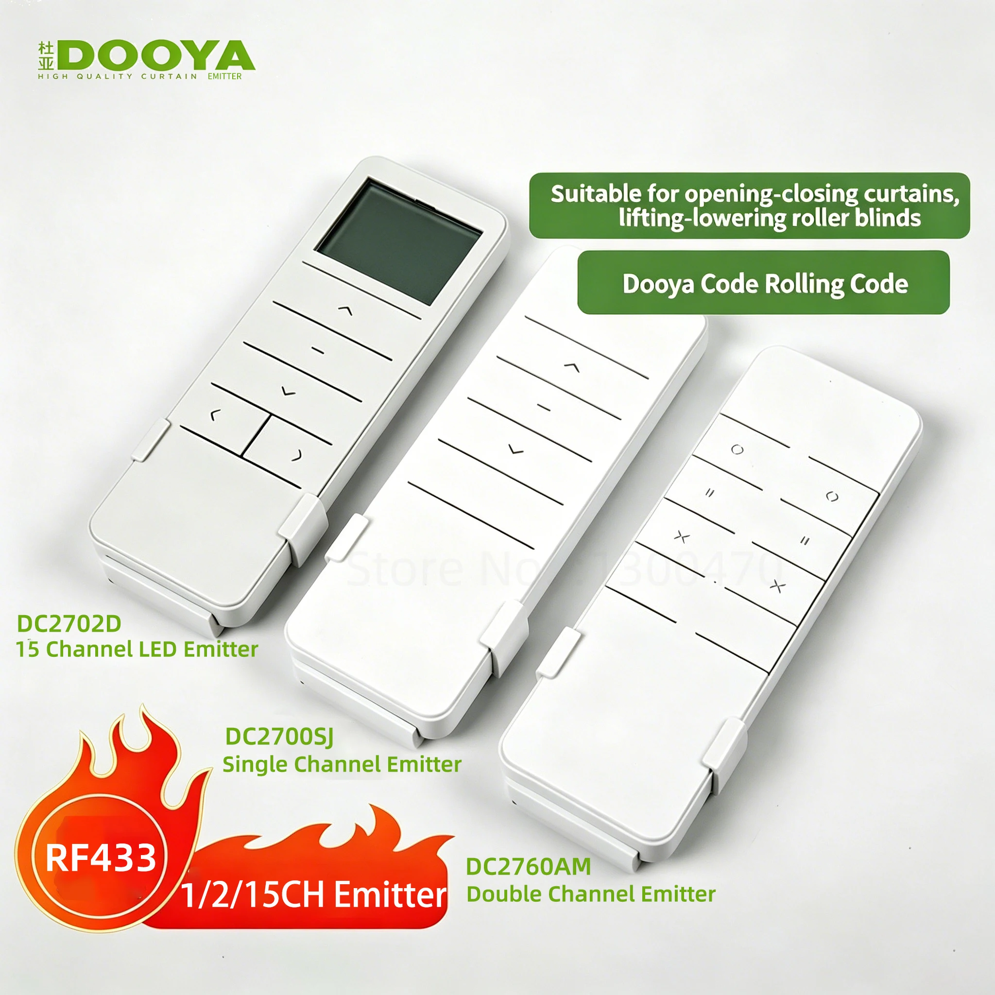 Dooya DC2700AM DC2760AM 433mhz Single/Double Channel RF Transmitter Emitter Remote Controller For Dooya Tuya Wifi Zigbee Motor