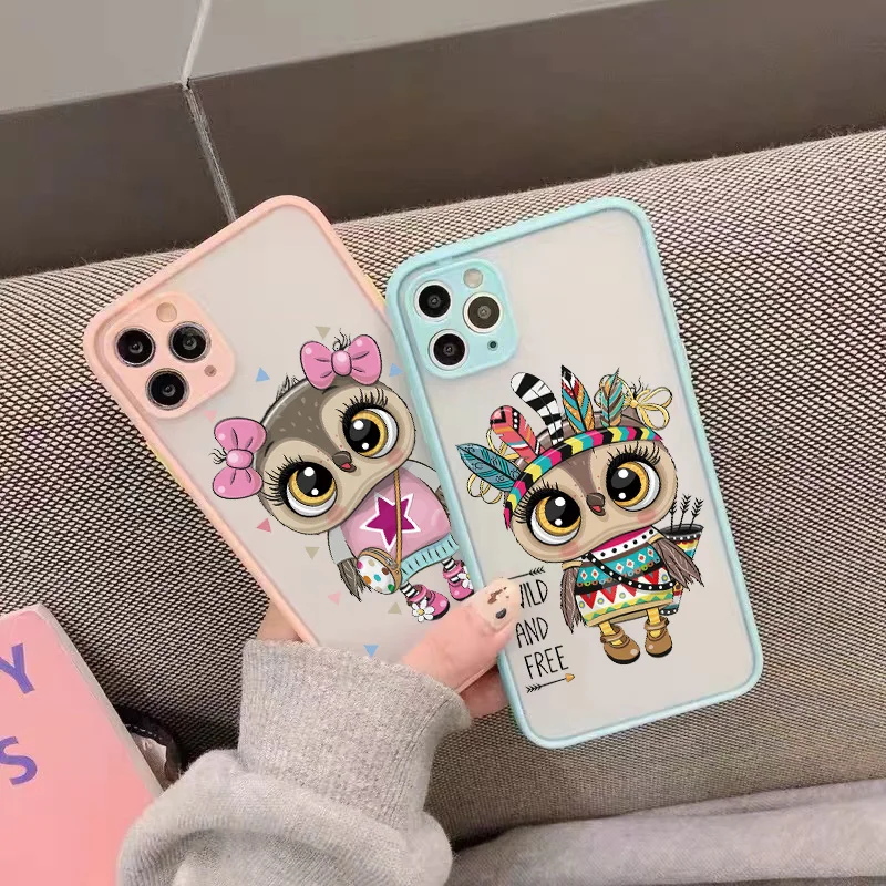 Cute Owl Phone Case For iPhone 15 11 Pro Max X XS XR 12 13 Pro Max Mini Back Cover For iPhone 14 7 8 Plus SE2 Shockproof Fundas