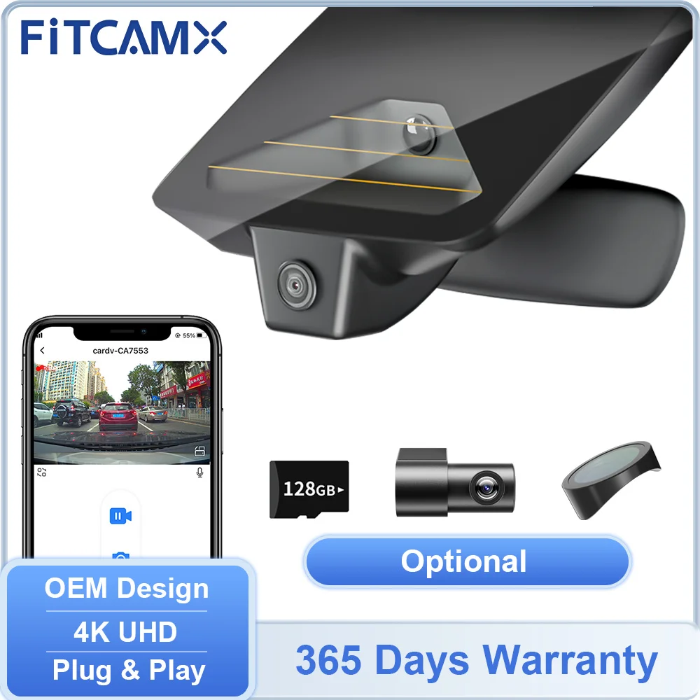 

FITCAMX 4K Dashcam / 2160P Front and 1080P Rear Recorder Car Cam for Toyota C-HR 2017-2025 / Sienna 2021-2025 / Tacoma 2018-2025