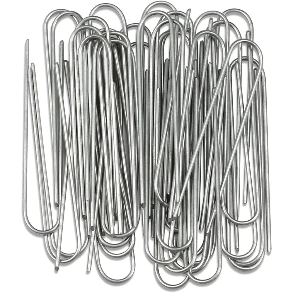 Grapas de jardín tipo U, estacas de tubo de valla de alta resistencia, pines Sod, punta de paisaje galvanizada para sujetar césped, barrera, clavo de tierra