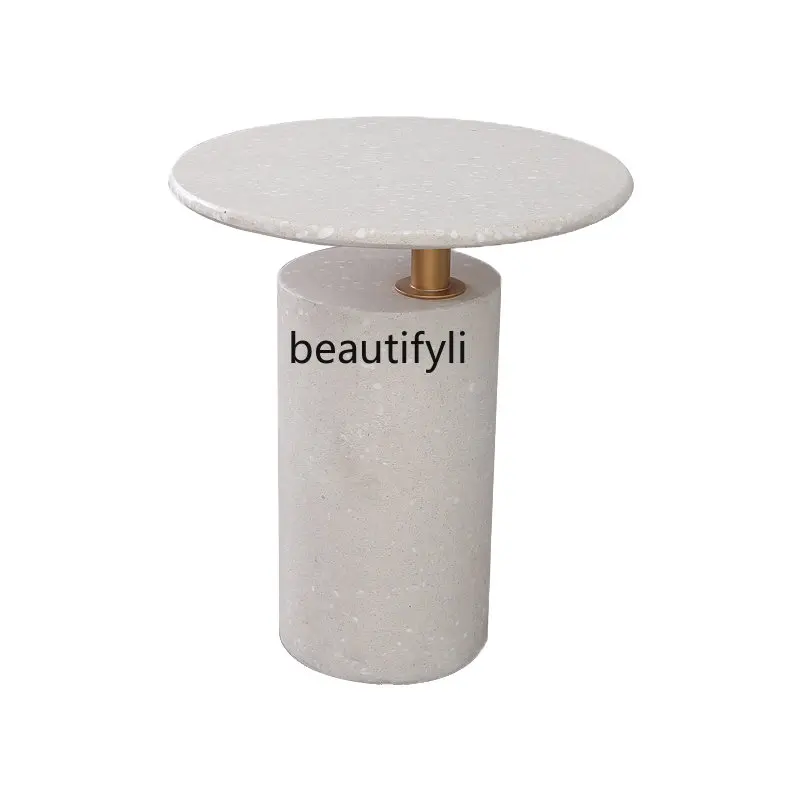 yj Nordic Minimalism Creative Terrazzo Sofa round Table Living Room Light Luxury Side Table Marble Coffee Table