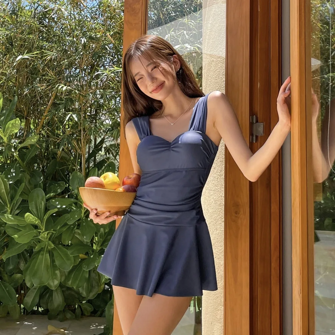 2025 Pink One Piece Swimsuit Women Swimwear Sexy Black Dress with Shorts Swimming Suit Korean Monokini Beach Bathing Suit Wear