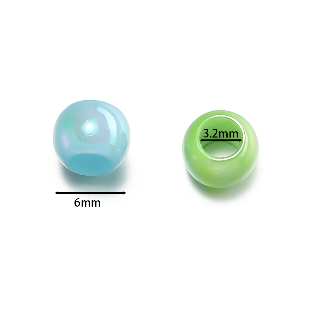 100/200Pcs 6mm Acrylic Plated Color Spacer Loose Beads for DIY Bracelet Necklace Jewelry Making Supplies Accessories