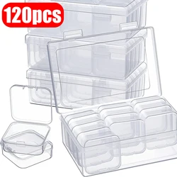 120Pcs Clear Small Plastic Containers Transparent Storage Box with Hinged Lid for Items Crafts Jewelry Package Clear Cases