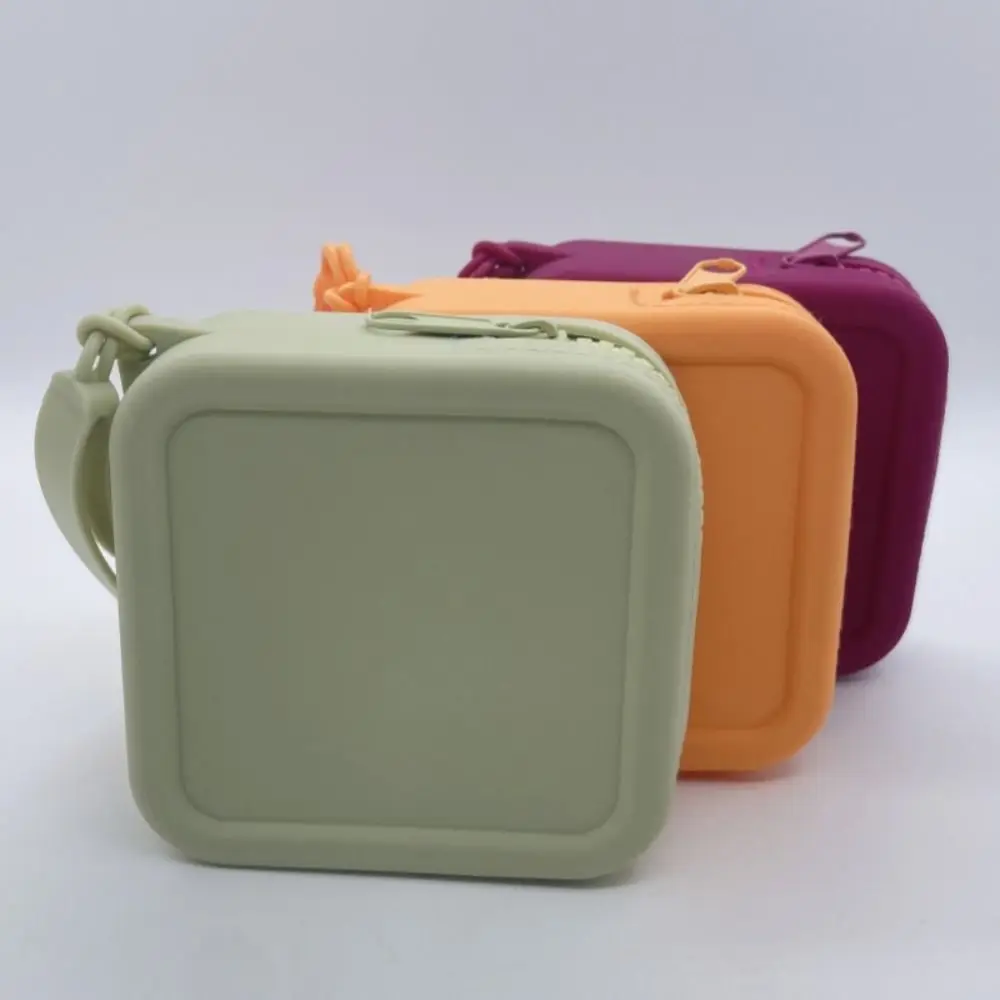 INS Silicone Square Coin Purse Creative Waterproof Mini Earphone Storage Bag Solid Color Portable Small Item Bag Gift