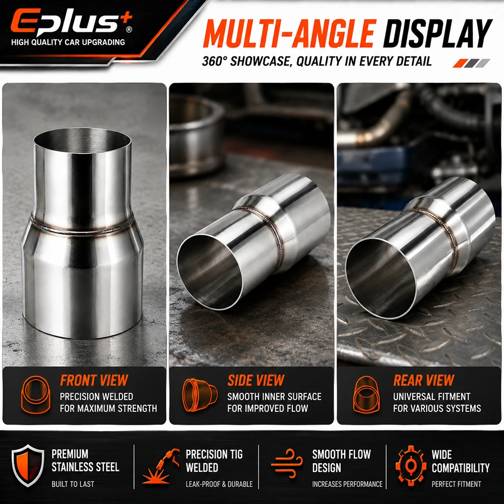 OD Range 51-89mm Stainless Steel Exhaust Straight Reducer Adapter Pipeline Universal Weld-On Pipe Connector for Car Motorcycles image 3