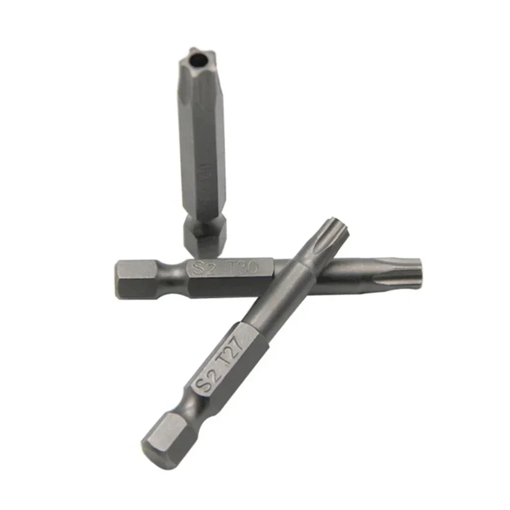 1 pieza 50mm 1/4 vástago hexagonal punta de destornillador Torx magnético de cinco puntos T15 T20 T25 T27 T30 T40 puntas de destornillador eléctrico