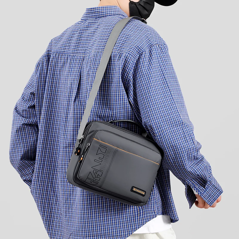 Wasserdichte Herren-Umhängetasche mit großem Fassungsvermögen – Robuste Nylon-Umhängetasche mit mehreren Taschen für Reisen und Arbeit – Detail 5