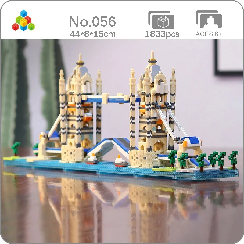 

YZ 056 World Architecture London Tower Bridge Thames River Ship Tree Mini Diamond Blocks Bricks Building Toy For Children No Box