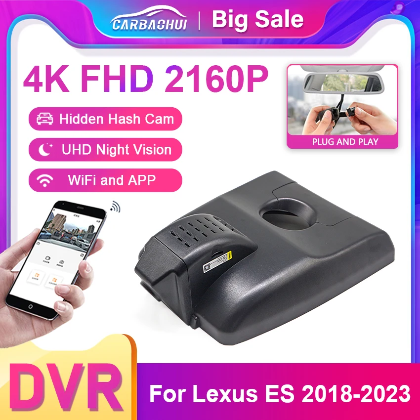 

4K 2160P Plug and play Car DVR Video Recorder Dashcam Dual Lens Camera For Lexus ES ES200 ES300 260F 300H 2018 2019 2020 2021