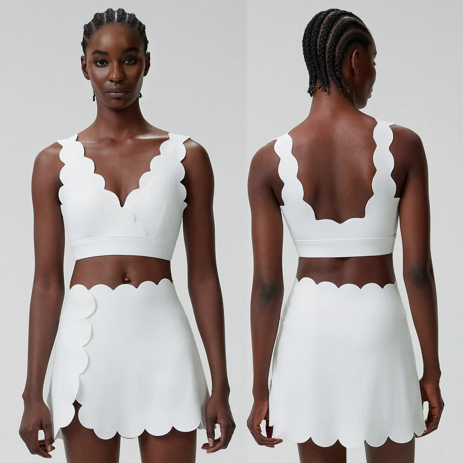 Cross-border summer tennis suit women's large size European and American badminton fitness two-piece sport running clothes