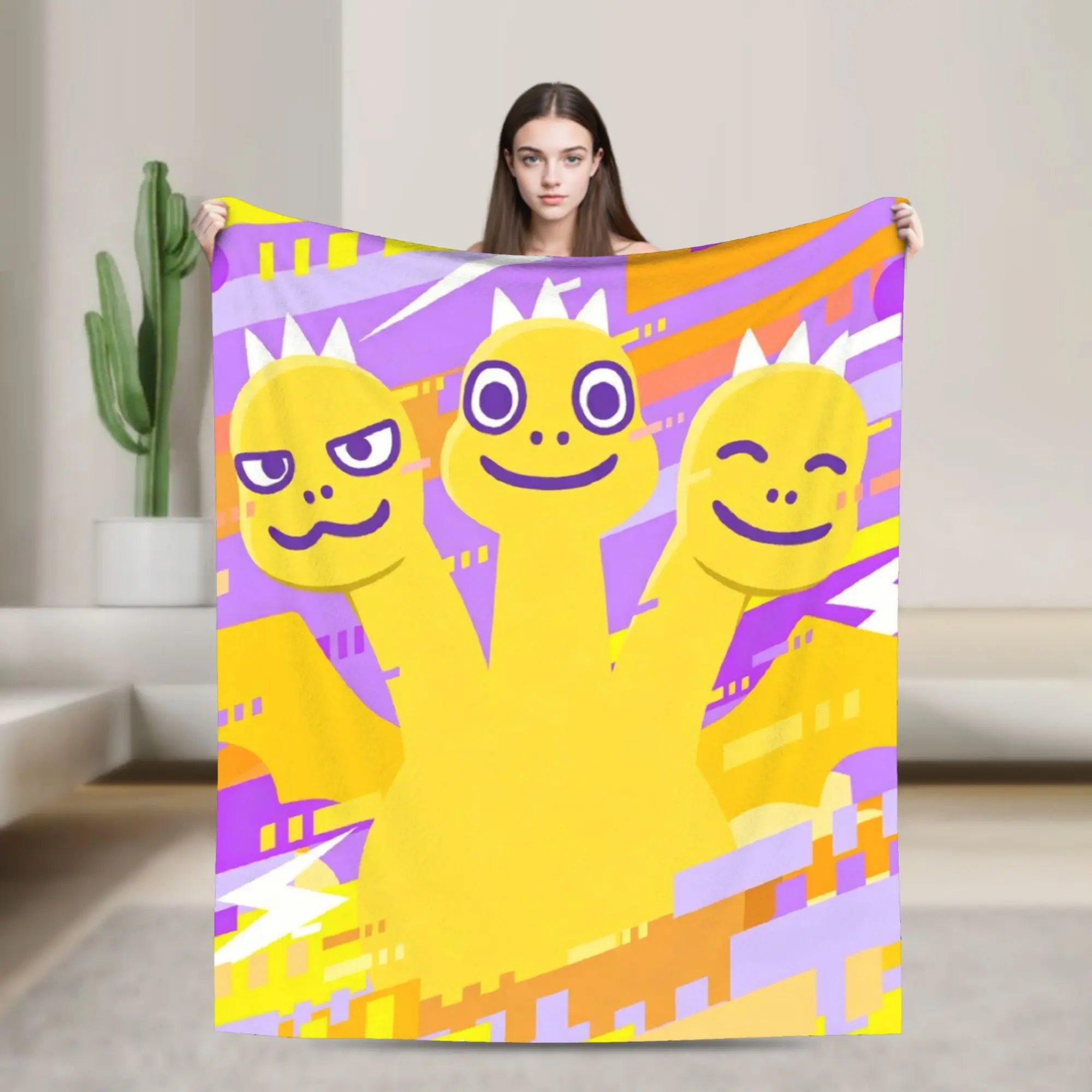 Chibi Monster Raids Again Velvet Throw Blanket Cartoon Blankets for Sofa Outdoor Warm Bedroom Quilt