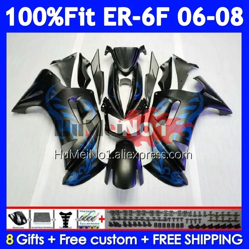 Injection Body For KAWASAKI NINJA 650R ER6 F 650 R ER 6 F 245No.12 ER-6F Matte blue ER 6F ER6F 06 07 08 2006 2007 2008 Fairing