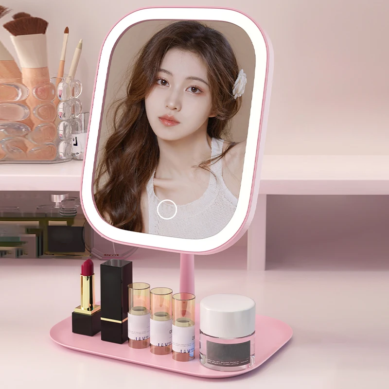 ヨーロッパの折りたたみ式化粧鏡,LEDライト,化粧鏡,化粧鏡