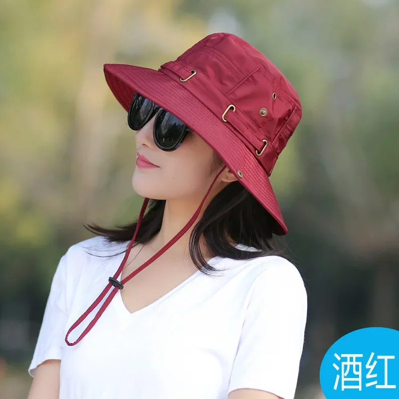 Unisex Summer Sunscreen Wide Brim Bucket Hats Women UV Protection Waterproof Panama Caps Hunting Sun Fisherman Hat for Mens Bob