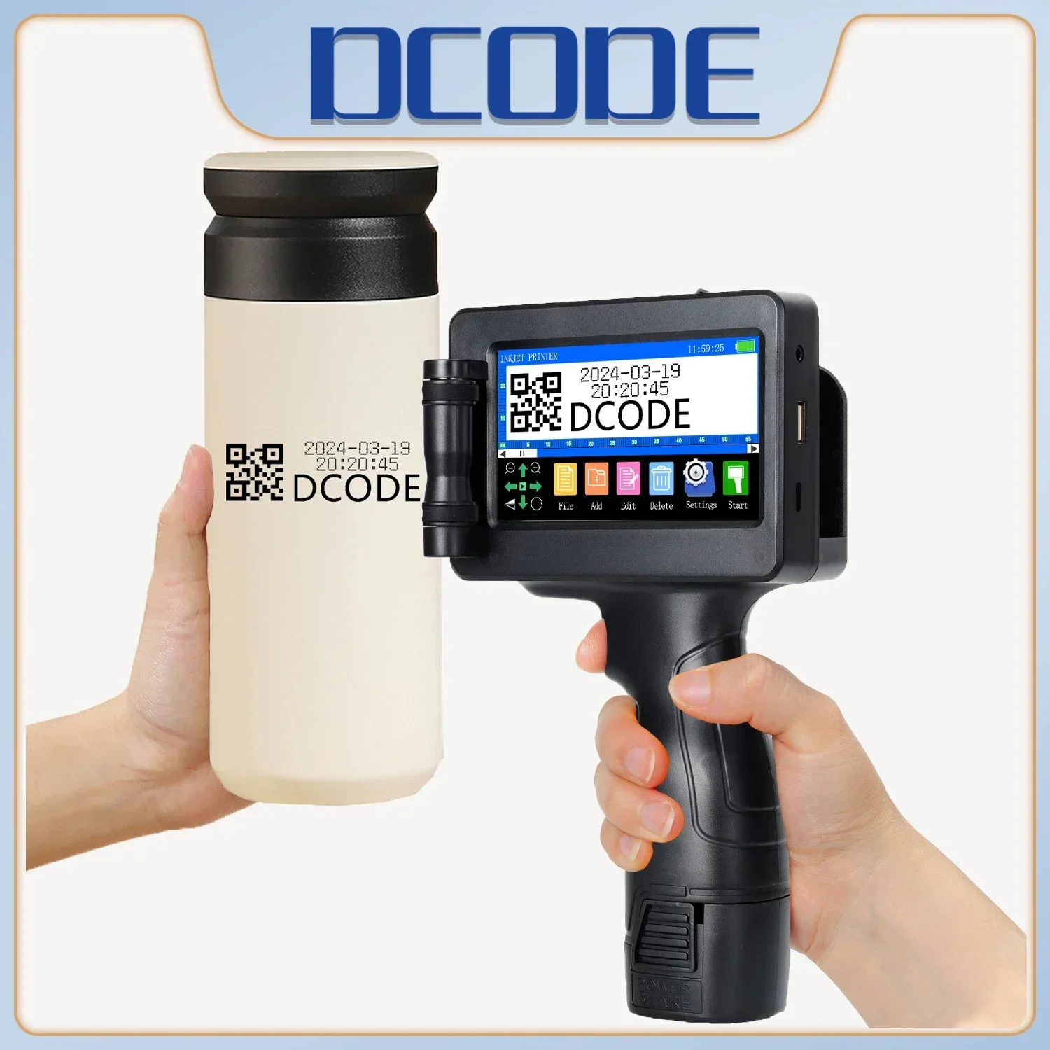 DCODE 1755PLUS 12.7 ミリメートルポータブルプリンタハンドヘルドインクジェットプリンタテキスト QR バーコードバッチ番号ロゴ画像日付印刷機