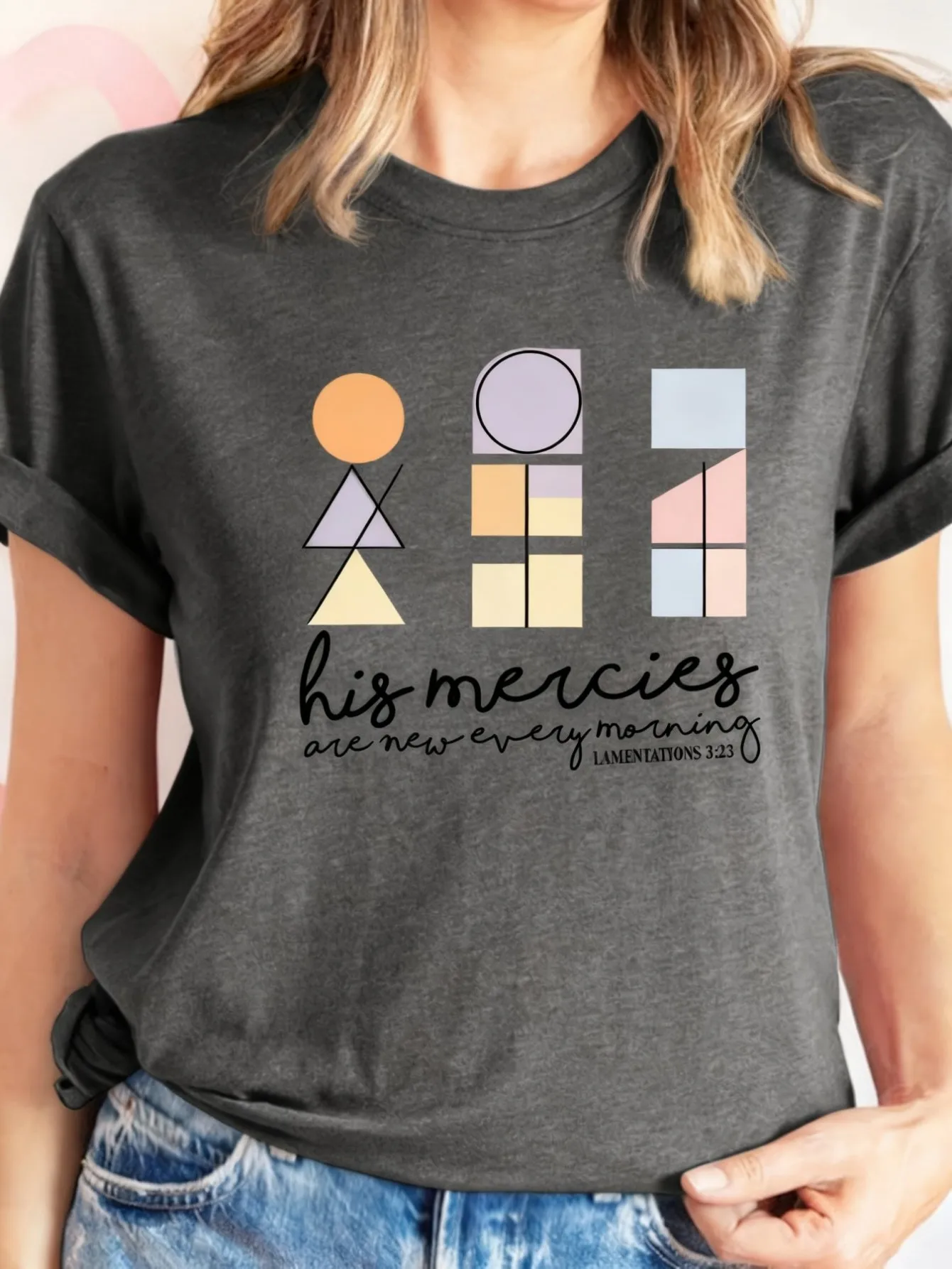 

Plus size women's short sleeve T-shirt His Mercies Are New Every Morning Everyday comfortable versatile style summer outfit