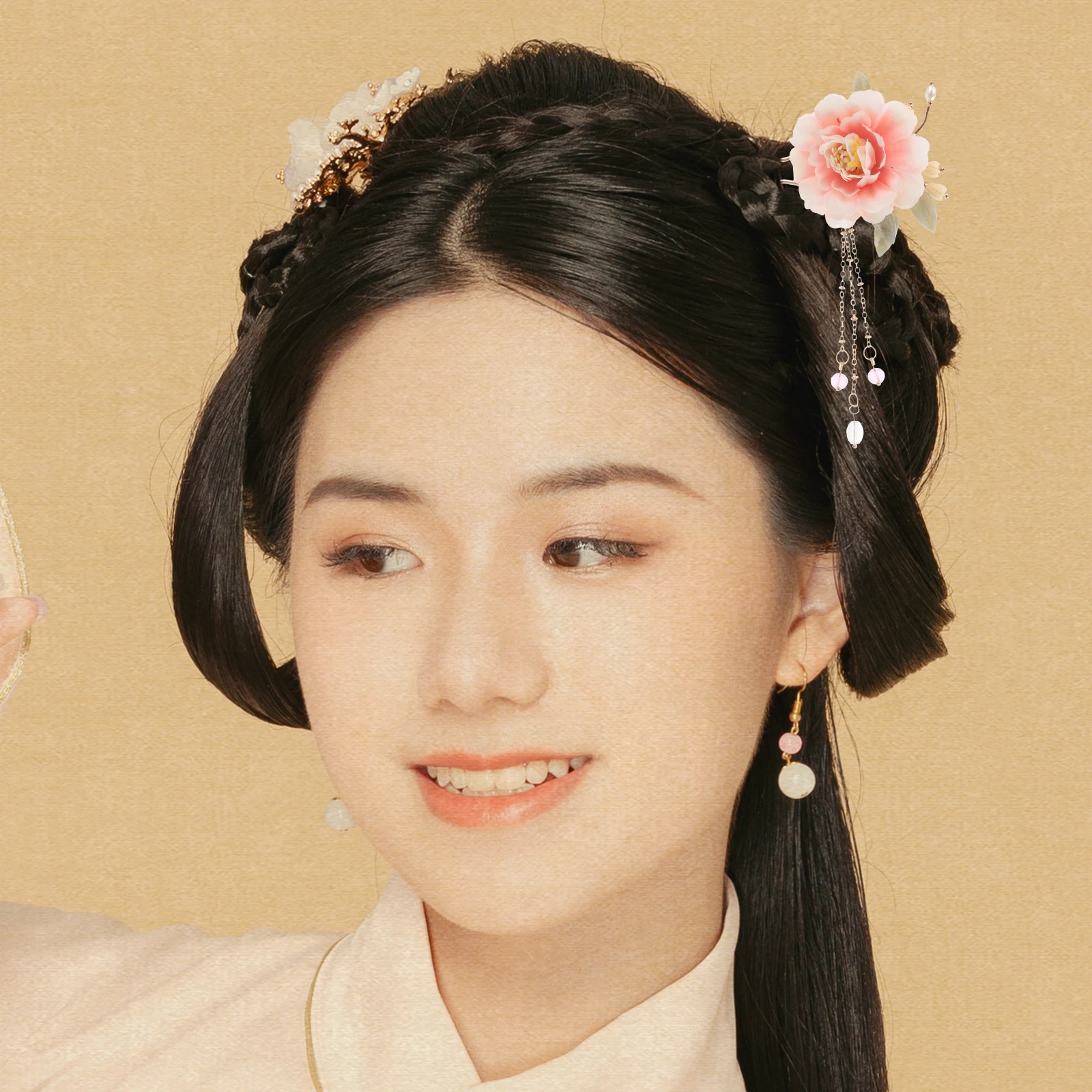 

2 шт., китайская заколка для волос с кисточками, винтажные цветочные цветы, элегантный аксессуар для свадебного фестиваля ханьфу, китайская заколка для волос