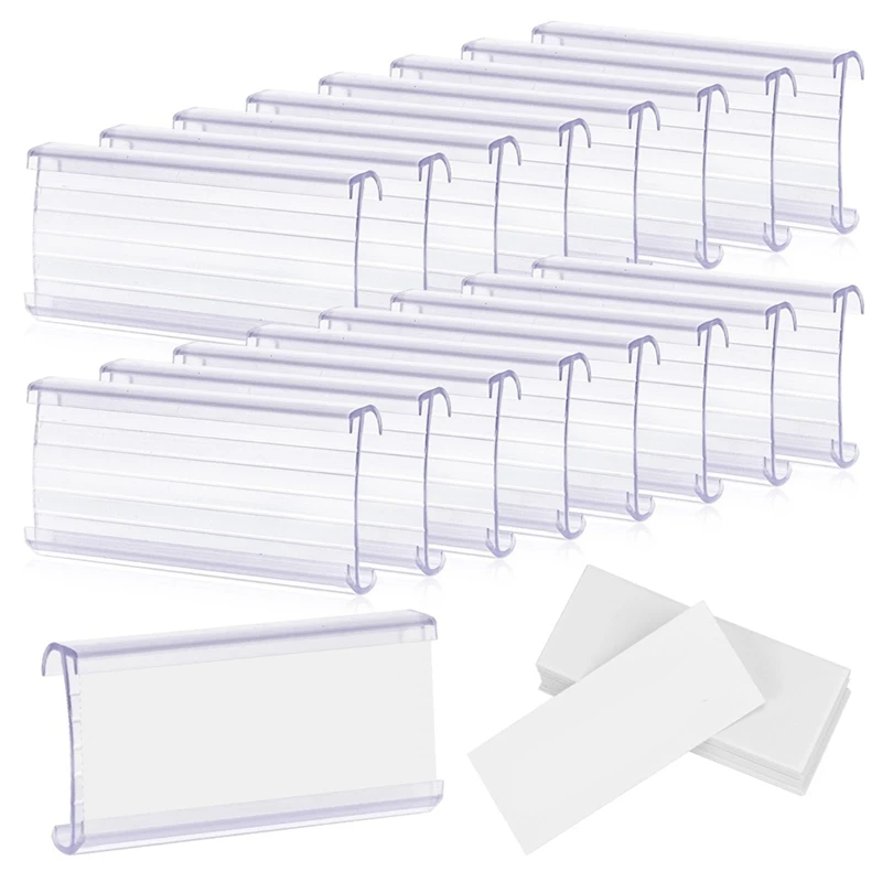 Top-100 Pcs Wire Shelf Label Holders With 100 Paper Inserts,Wire Label Holder Plastic Shelf Tags Compatble 1-1/4Inch Shelves