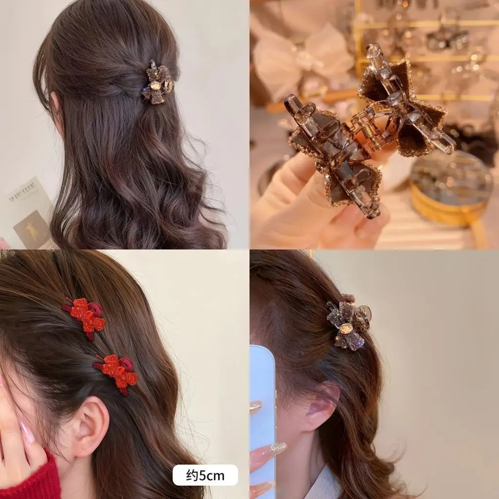  2PCS Sparkling Rhinestones Hair Clip Elegant Hair Claw for Wedding and Daily