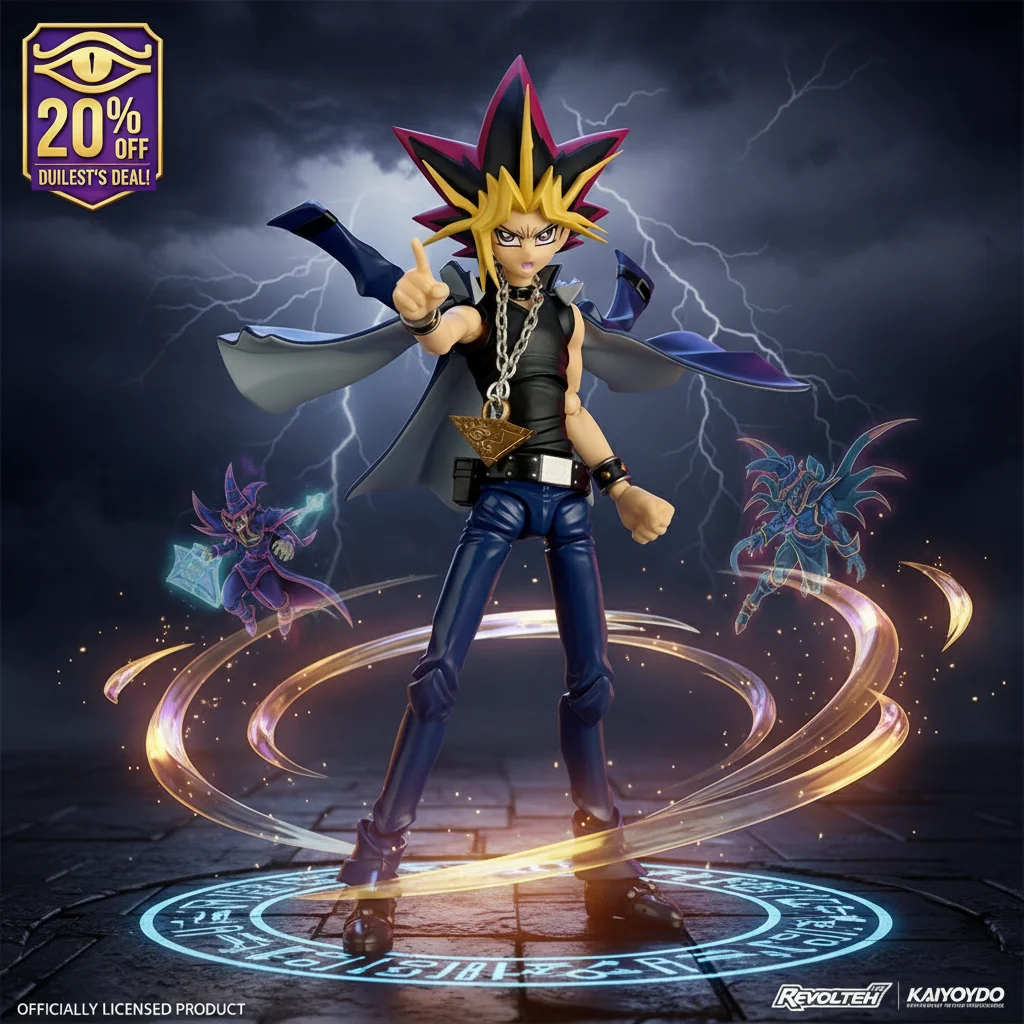 

Kaiyodo Revoltech Yami Yugi Yu-Gi-Oh! Action Figure with 3 Face Plates Millennium Puzzle Limited Edition Anime Collectible Model