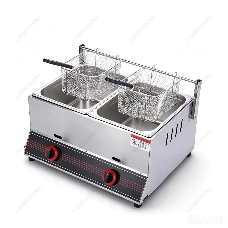 Commercial Gas Deep Fryer Liquefied Petroleum Gas Deep Fat Frying Pan Restaurant Cooking Processing Equipment