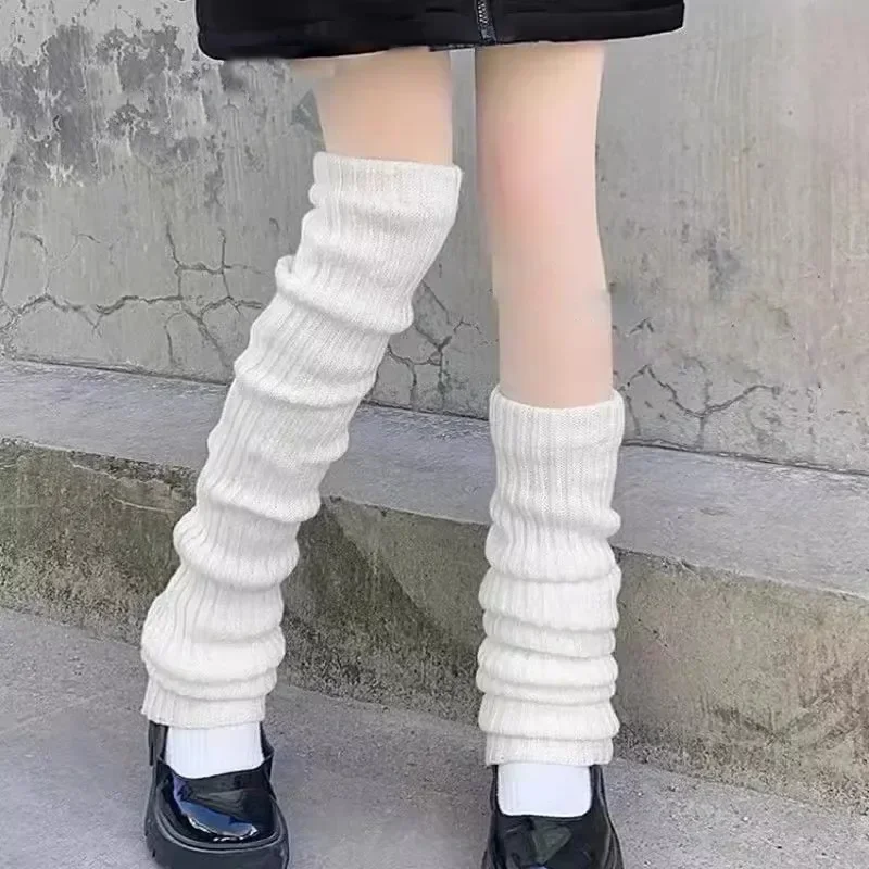 8Styles Women\'s Lolita Leg Warmers Wool Knitted Arm Foot Cover Long Socks Y2K Boot Cuffs Autumn Winter White Black Stockings