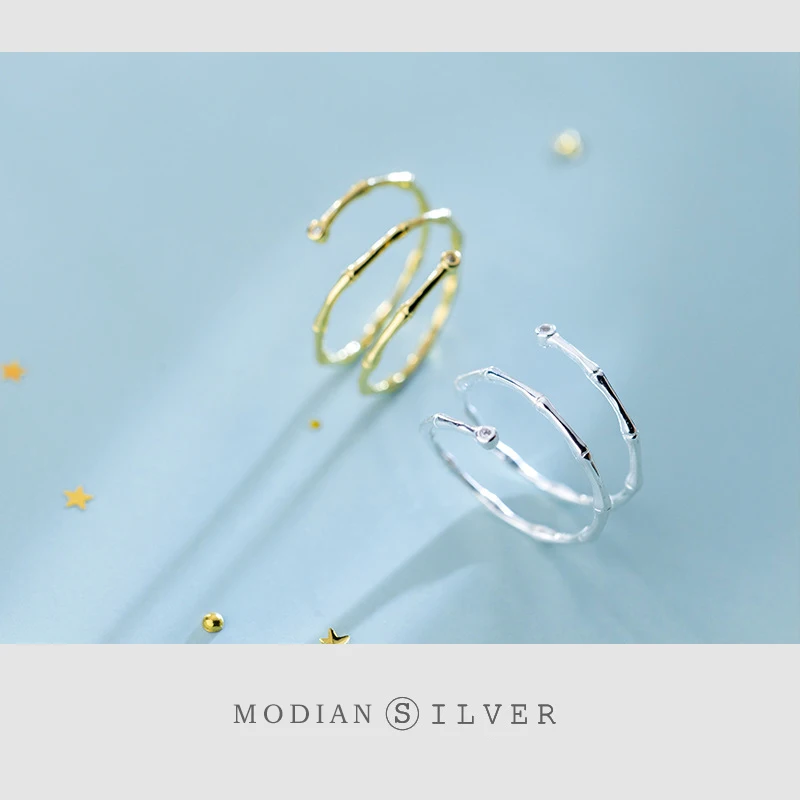 Modian Hot Fashion Authentic 925 Sterling Silver Minimalist Slub Rings For Women Open Adjustable Finger Ring Plant Fine Jewelry