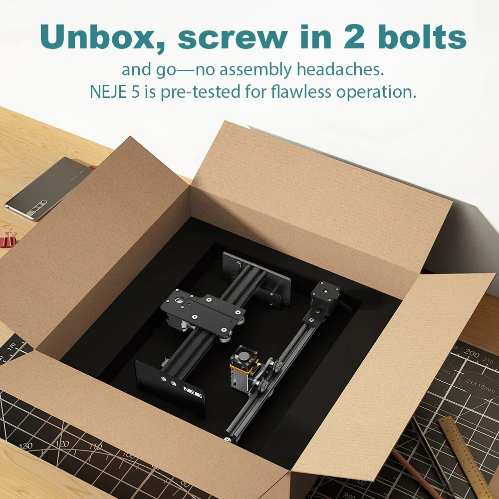 Neje 5 a40640/e40/a40630 portátil cnc máquina de gravação a laser para carpintaria controle por aplicativo bluetooth